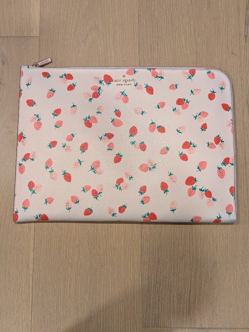 kate spade White Strawberry Print Zip Electronic Case